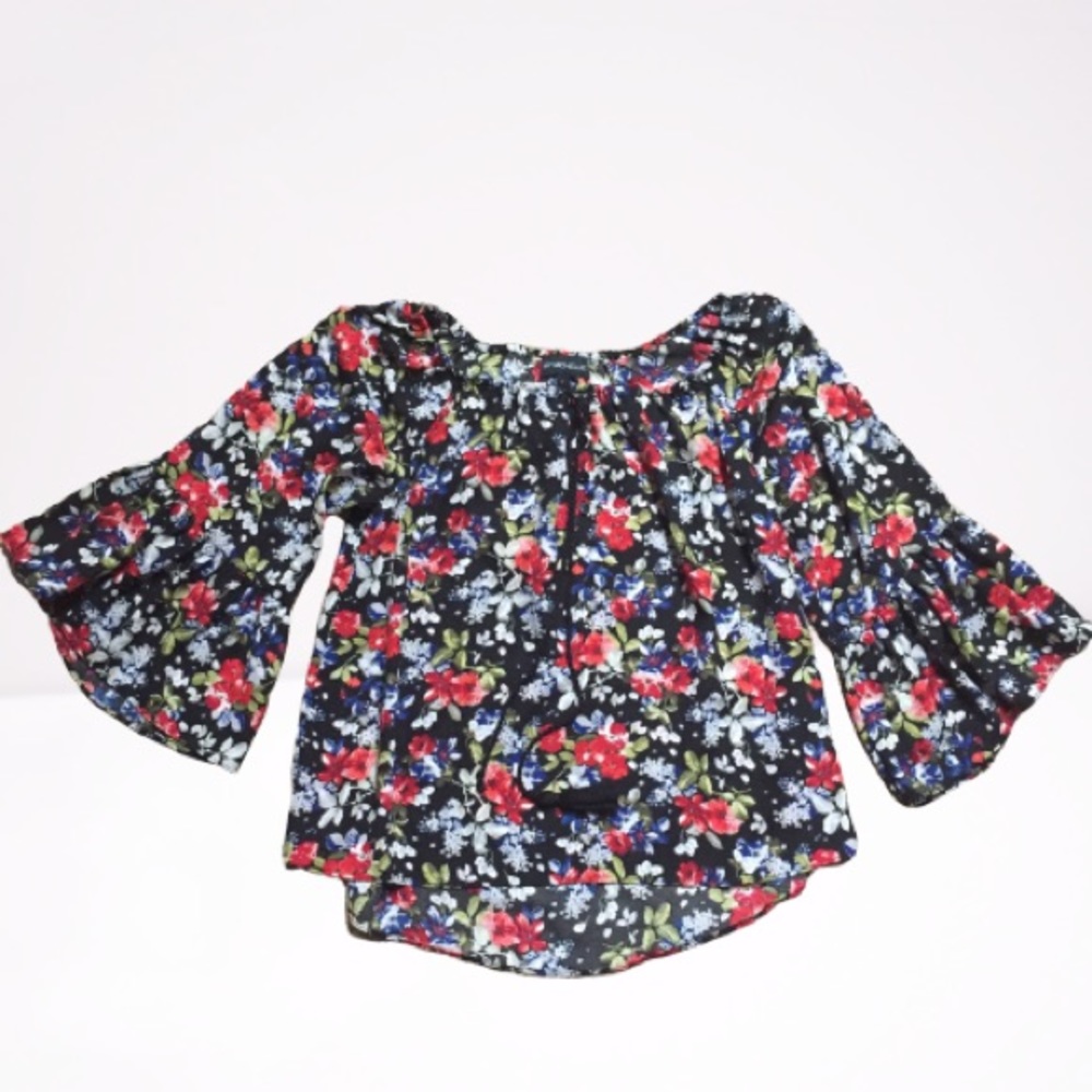My Michelle High Low Floral Flowy Bell Sleeve Top